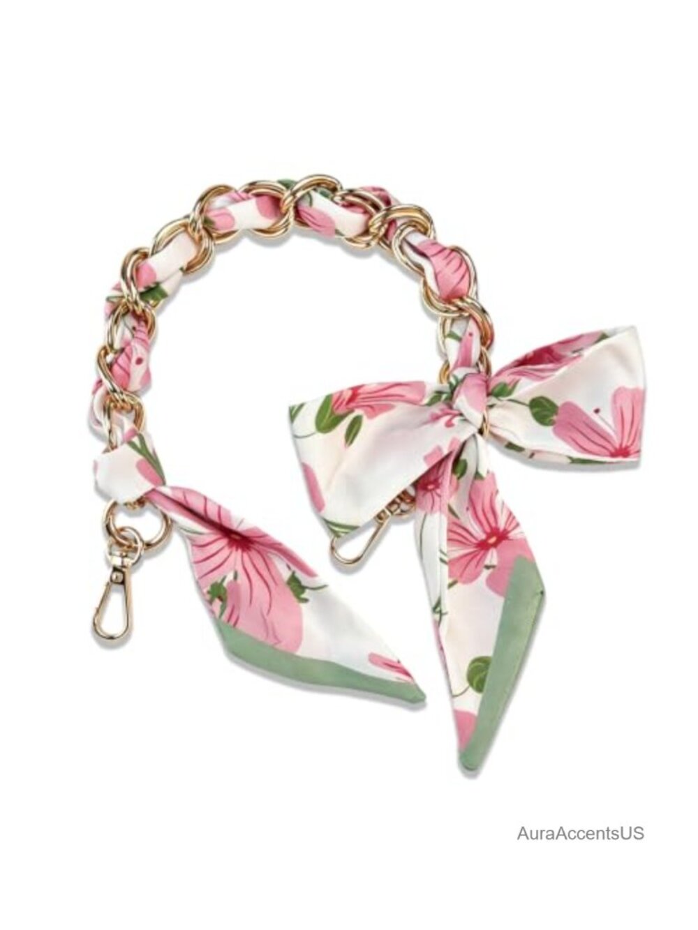 Alloy & Polyester Bag Extender Chain with Bow Scarf Purse Decor